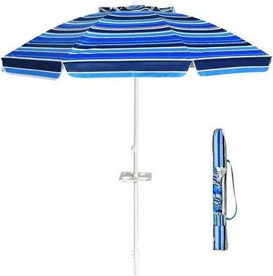 Produktbild von Famanu Strandparasol 220 cm Ø mit Kantelfunktion und Becherhalter – UV50+ Sonnenschutz