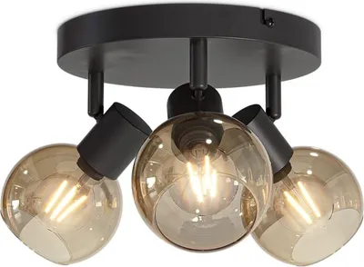 Image de HOFTRONIC - Plafonnier LED 3 spots 40W E14 Noir Verre ambré IP20