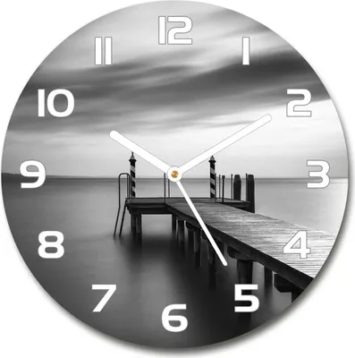 Produktbild von Wanduhr aus Glas 30fi Glasbild Glasuhr Gehärtetes Glas - weisse-zeiger - Pier at the lake