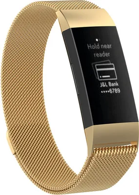 Produktbild von Armband für Ihre Fitbit Charge 3 & 4 Ersatzarmband Edelstahl fein gewebtes Milanaise für Damen + Herren GOLD Metall