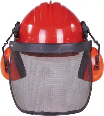 Produktbild von Schutzhelm - Forsthelm - Kopfschutz - Gesichtsschutz - Einstellbar - Orange
