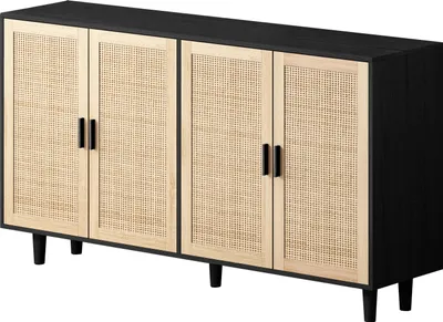 Immagine prodotto di 158 cm: elegante e funzionale armadio in rattan a 4 ante per camera da letto, soggiorno e ufficio