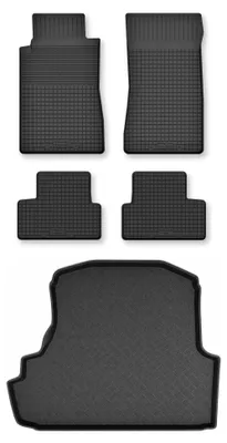 Productafbeelding van Rubberen automatten + kofferbakmat voor Mercedes-Benz Klasa C W202 1993-2000 (sedan) – 5-delig, zwart, op maat – Wielganizator Semi-Universal