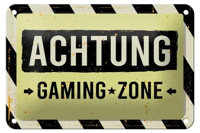Produktbild von Blechschild Hinweis 12x18 cm Achtung gaming zone Deko Schild