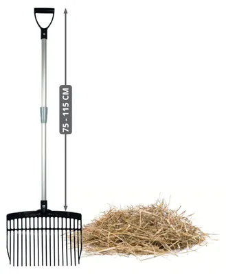 Produktbild von Schwedengabel V-Fork schwarz – Höhenverstellbare Mistgabel 75–115 cm aus Polycarbonat