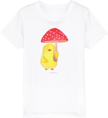 Produktbild von Mr. & Mrs. Panda Kleinkinder T-Shirt Küken Fliegenpilz 7-8 Jahre (122/128) - Weiß - Geschenk, Bio Kinder, Kurzarm, Baumwoll, Teenager, Ostern, Ostergrüße, Kindershirt