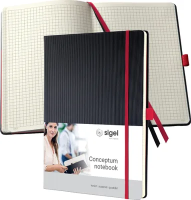 Produktbild von SIGEL CO660 Notizbuch Conceptum, Red Edition, Hardcover, ca. A4, kariert, schwarz/rot, 194 S.