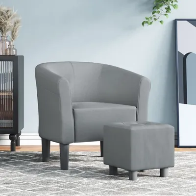 Image de 2025 Fauteuil club moderne avec pouf Tissu gris clair - Fauteuil TV & Relax,Design 6847841 1parcel