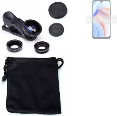 Produktbild von K-S-Trade Smartphone Kamera Linsen Set Kompatibel mit Cubot Note 8 3in1 Clip-On Kamera Adapter Macro Weitwinkel FishEye Fischauge Objektiv Linse