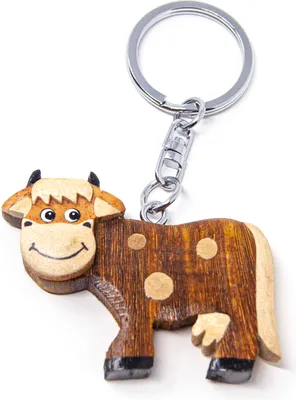 Produktbild von Schlüsselanhänger aus Holz - Kuh braun