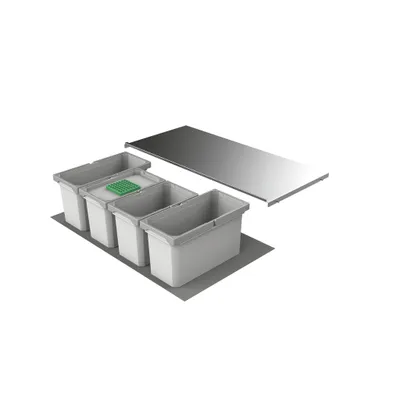 Obrázok produktu pre Triedič odpadu Cox Box 1T/900-4so štvorcestným separovaním pre šírku skrine 90 cm / Odpadkový kôš / Zberač odpadu / Odpadkový kôš