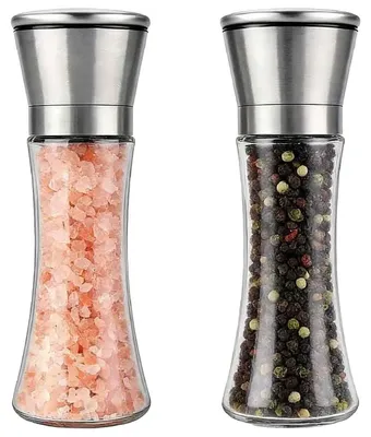 Obrázek produktu pro Sada 2 ručních mlýnků na sůl a pepř s nastavitelnou velikostí zrna, vyrobeno z nerezové oceli