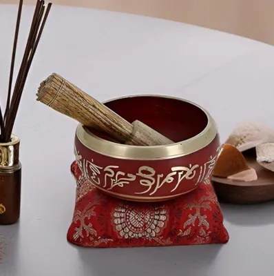 Produktbild von Famanu Klangschale Tibetische Meditationsschale - 12,7 cm mit Kissen und Stock