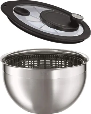 Imagen del producto de Rösle. Centrifugadora de ensalada con tapa de vidrio, 24 cm. Número de artículo: 15695. Código EAN: 4004293156952