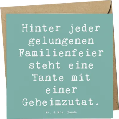 Produktbild von Mr. & Mrs. Panda Grußkarte Spruch Tante Geheimzutat - Meeresbrise - Geschenk, anlasskarte, herzerwärmende Sprüche, doppelkarte, Nichte, familiär, Neffe, Lachen, faltkarte