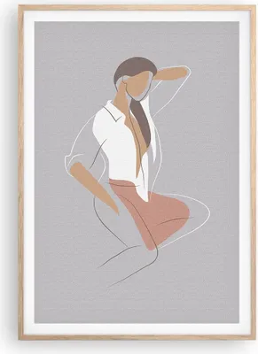 Produktbild von Gerahmtes Poster - Rahmen in heller Eiche - Frau Grafik Modern - 70x100 cm - Wand Bild - Wanddeko - Wandbilder - Wandposter - Bilderrahmen - Bilder - Kunstdruck - Wandbild - P2NPA70x100-4266