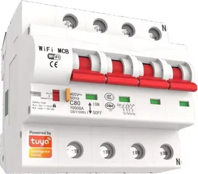 Obrázek produktu pro Wifi jistič 40A - Tuya, 4 póly, s ochranou proti zkratu