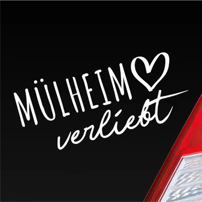 Produktbild von Auto Aufkleber Hellweg Druckerei Mülheim verliebt Herz Stadt Heimat Liebe Car 19x19 cm Weiss Matt Sticker Heckscheibenaufkleber