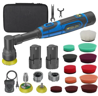 Produktbild von Mini-Autopoliermaschine - 12 V Akku - Einstellbare Geschwindigkeit - 3/12-mm-Schienenmodell - 2 Akkus - Braun