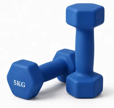 Produktbild von Relaxdays Hanteln 2er Set, Gusseisen, 5 kg, beschichtet, rutschfest, Fitnesshanteln Paar, Home Workout, Kurzhantel, rot