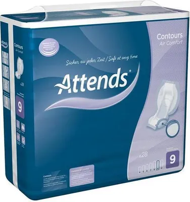 Produktbild von Vorlage Attends Contours Air Comfort 9 (1Karton:4x28Stk.)>>>>