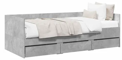 Produktbild von vidaXL Tagesbett mit Schubladen mit Kopfteil Betongrau Holzwerkstoff