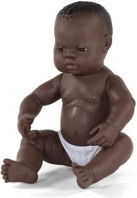 Obrázek produktu pro Dětská panenka Miniland pohyblivá holčička nebo chlapeček tmavé pleti 40 cm