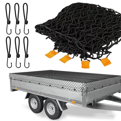 Anhängernetz feinmaschig 1,5x2,2 m schwarz mit 6 Schnallen