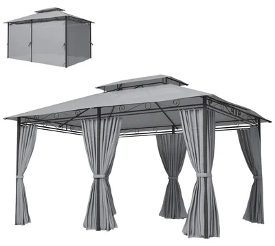 Produktbild von Outsunny Pavillon 4x3 m Wasserabweisend Stabil Gartenpavillon mit Doppeldach
