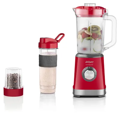 Standmixer 500 W, 1200 ml, Edelstahl, Eiszerkleinerung, rot