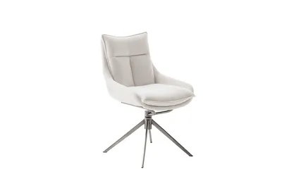 Produktbild von 2er Set Esszimmerstuhl Parker, 360° drehbar - Creme / Edelstahl