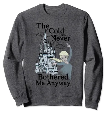 Immagine prodotto di Felpa Disney Frozen, Elsa, con la scritta "Il freddo non mi ha mai dato fastidio"
