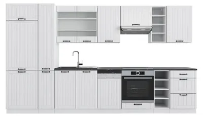 Obrázek produktu pro Kuchyňský kout Vicco Fame-Line Bílý venkovský dům/bílá 355 cm s vysokou skříní, bez pracovní desky, Model 39618