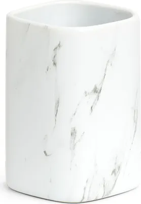 Immagine prodotto di Bicchiere per spazzolini da denti Zeller "Marble", Vetroceramica, bianco, 320 ml, 7,5 x 7,5 x 10,9 cm