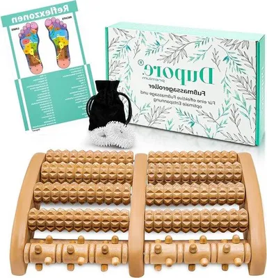 Produktbild von Famanu Fußmassagegerät - Fußmassageroller aus Holz für Stressabbau und Akupressur - Massage für Zuhause und Büro