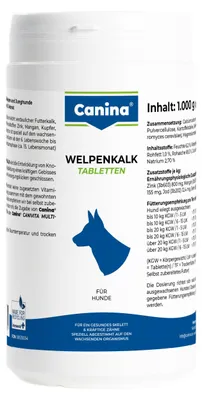 Produktbild von Canina Welpenkalk, Hund, Tablet, Gesundheit der Knochen, Allgemeiner Gesundheitszustand, Zahnpflege, Welpe, Kalzium, Topf