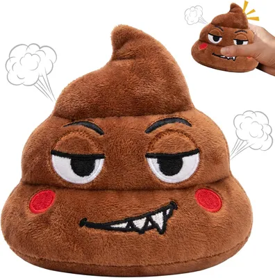 Productafbeelding van Grappig plezierobject - 11 cm poepjes grapartikel - Maakt ruisgeluiden - Grappig sprekende poep-pluche dier