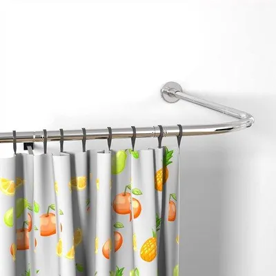 Produktbild von Famanu Duschvorhangstange L-Form 100 x 165 cm – Gebogene Edelstahl-Duschstange für Badezimmer