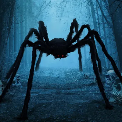 Zdjęcie produktu dla Pająk o wysokości 2 metry, z czerwonymi oczami - Harig - Czarny - Dekoracje wewnętrzne i zewnętrzne na Halloween
