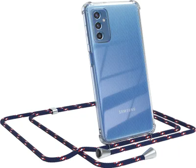 Produktbild von EAZY CASE Handykette kompatibel mit Samsung Galaxy M52 5G, Handyhülle mit Umhängeband, Handykordel, Schutzhülle Clear, Band in Blau