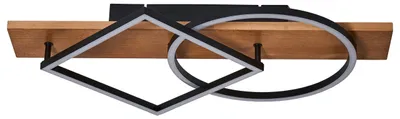 Produktbild von BELIANI LED Deckenleuchte Schwarz Metall Holzoptik Geometrisches Design Moderne Beleuchtung für Wohnzimmer Flur Esszimmer Schlafzimmer