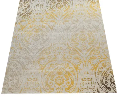 Produktbild von Outdoor Teppich Ornament-Muster Balkon, Terrasse schmutzabweisend Gelb Rechteckig 60x100 | 100% Polypropylen | Florhöhe: 2 mm | nur Handreinigung