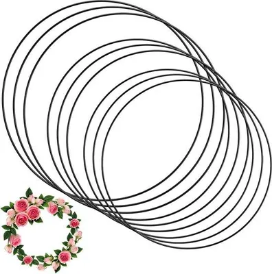 Produktbild von Ibenzoa® Metallringe-Set – 9 schwarze Eisenringe (3×20/3×25/3×30 cm), Draht Ø 0,3 cm, für DIY Kränze, Traumfänger, Makramee und Deko
