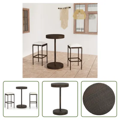 Produktbild von The Living Store 3-tlg. Gartenbar-Set mit Kissen Poly Rattan Braun