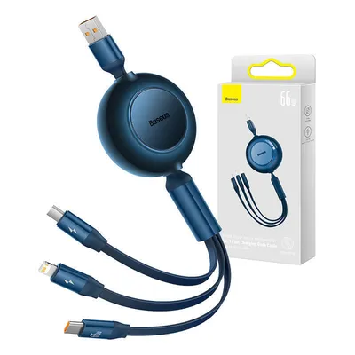 Produktbild von Baseus Kabel Schnellkabel Schnellladenkabel Ladenkabel USB-A für Lightning / USB-C / MicroUSB 1,1m 66W Blau