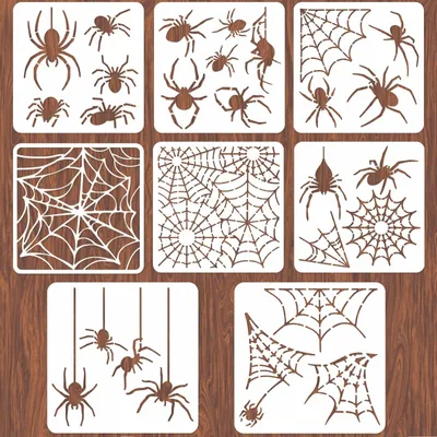 Productafbeelding van Set van 8 Halloween Spinnenweb Stencils