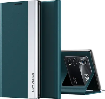 Obrázek produktu pro Xiaomi Poco X4 Pro 5G Case, koženéPolyuretanmagnetické ochranné pouzdro s flipem pro Xiaomi Poco X4 Pro 5G Green