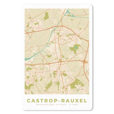 Produktbild von MuchoWow® Mauspad Mousepad Karte - Castrop-Rauxel - Karte - Stadtplan - Vintage 40x60 cm - Mousepads - Maus Mat - Pad - Mausunterlage - Schreibtisch Accesoire