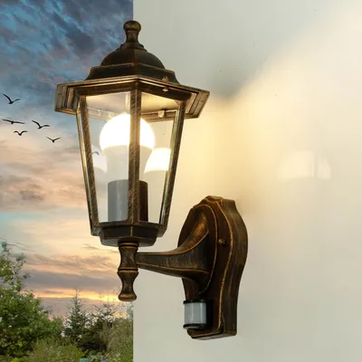 Produktbild von Außenwandleuchte mit Bewegungsmelder "Paris" Antik IP44 E27 Rustikale Wandlampe Garten