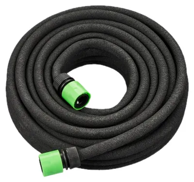 Produktbild von Relaxdays Tropfschlauch 15 m, Perlschlauch, zur Bewässerung von Hochbeeten und Hecken, Wasserschlauch Garten, schwarz